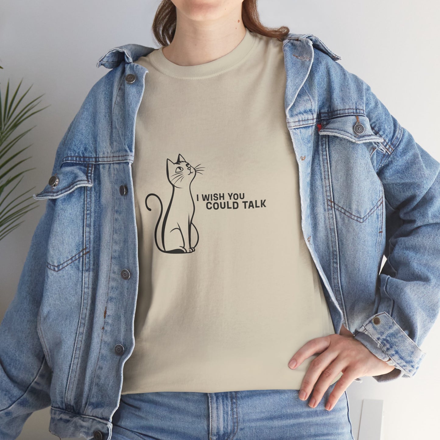 Unisex Heavy Cotton Tee, Toon Cat Wish