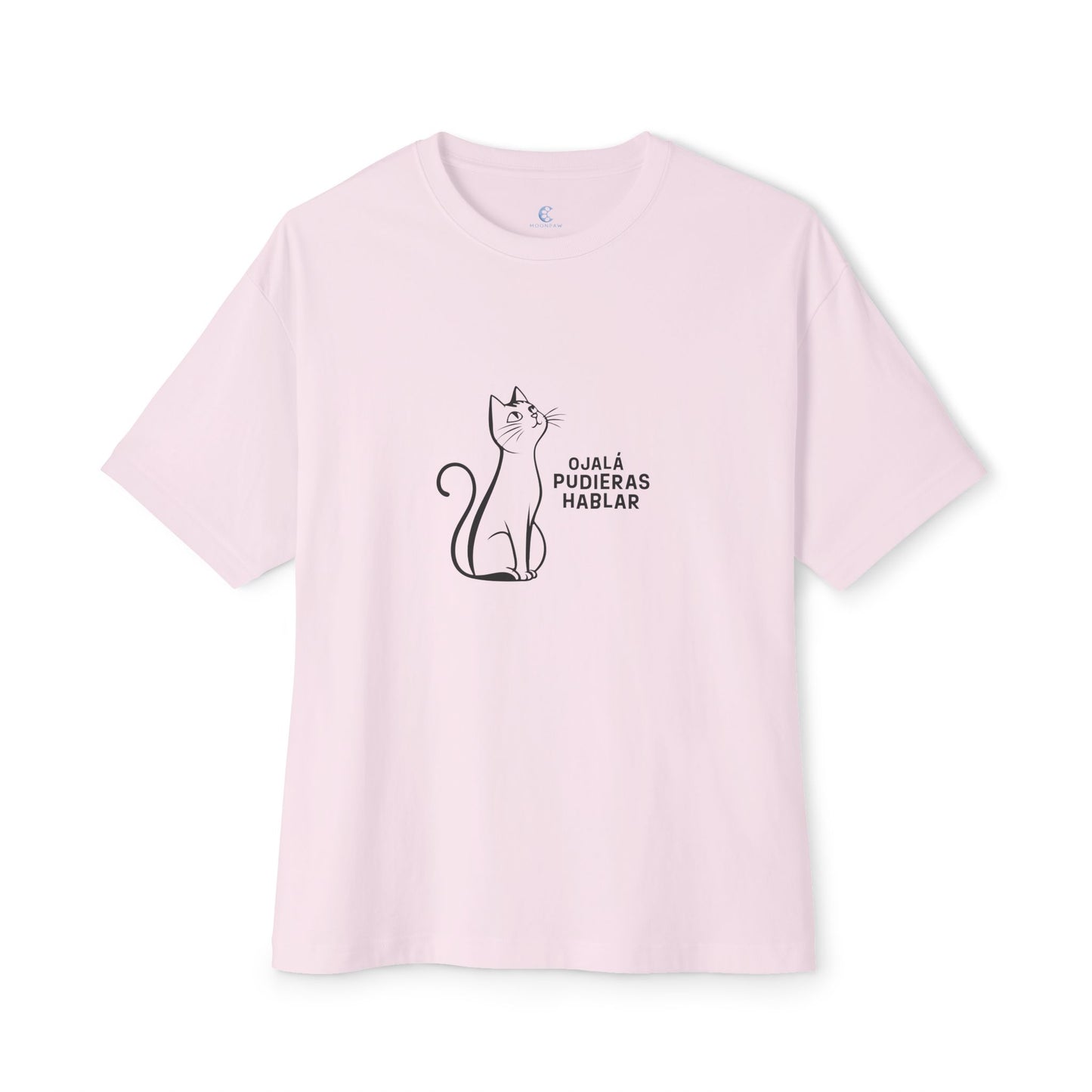 Unisex Oversized Boxy Tee, Toon Cat Wish, Spanish