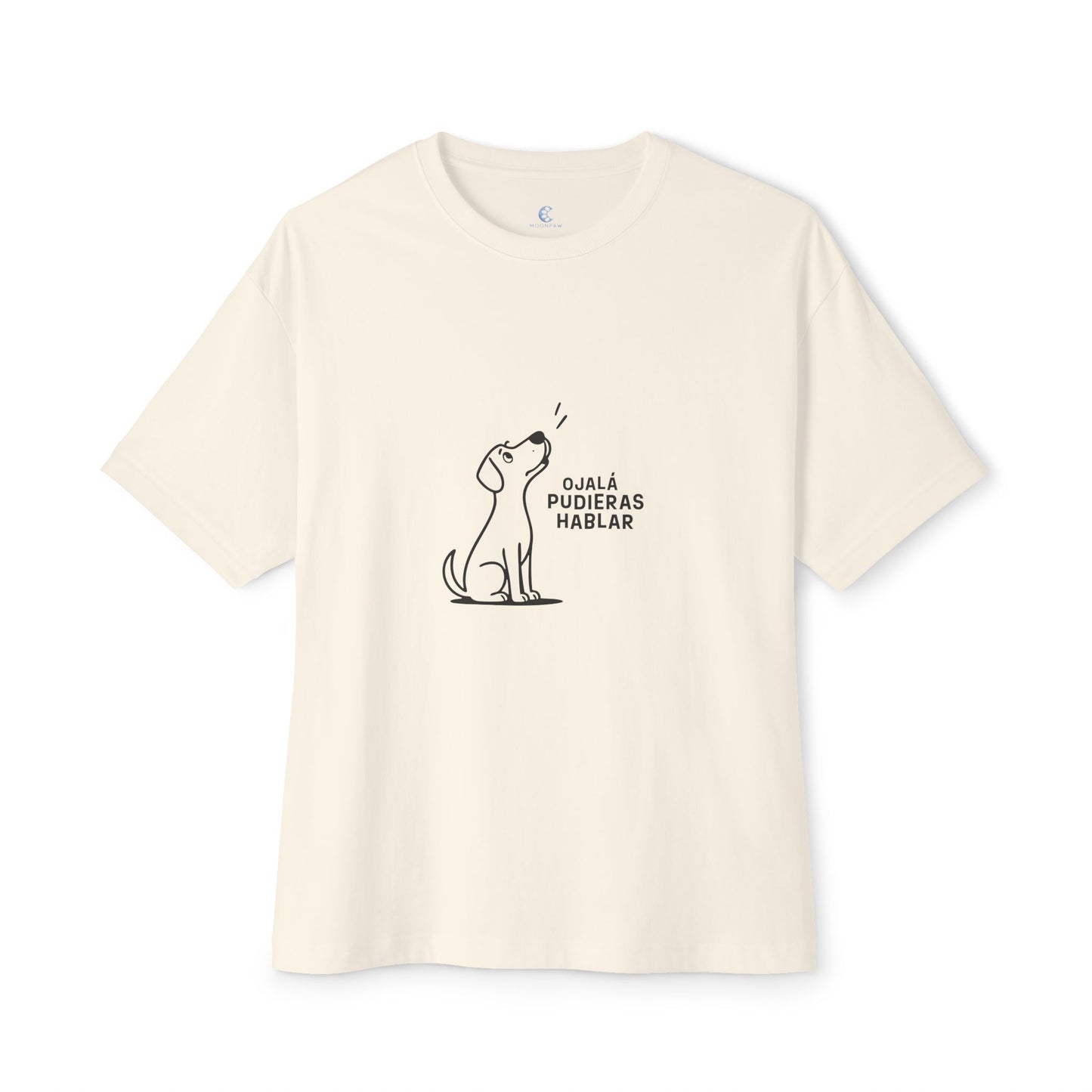 Unisex Oversized Boxy Tee, Toon Dog Wish, Spanish