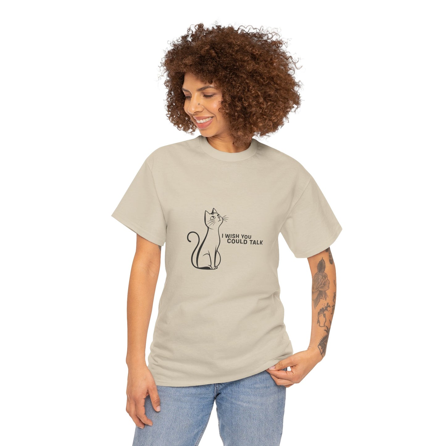 Unisex Heavy Cotton Tee, Toon Cat Wish