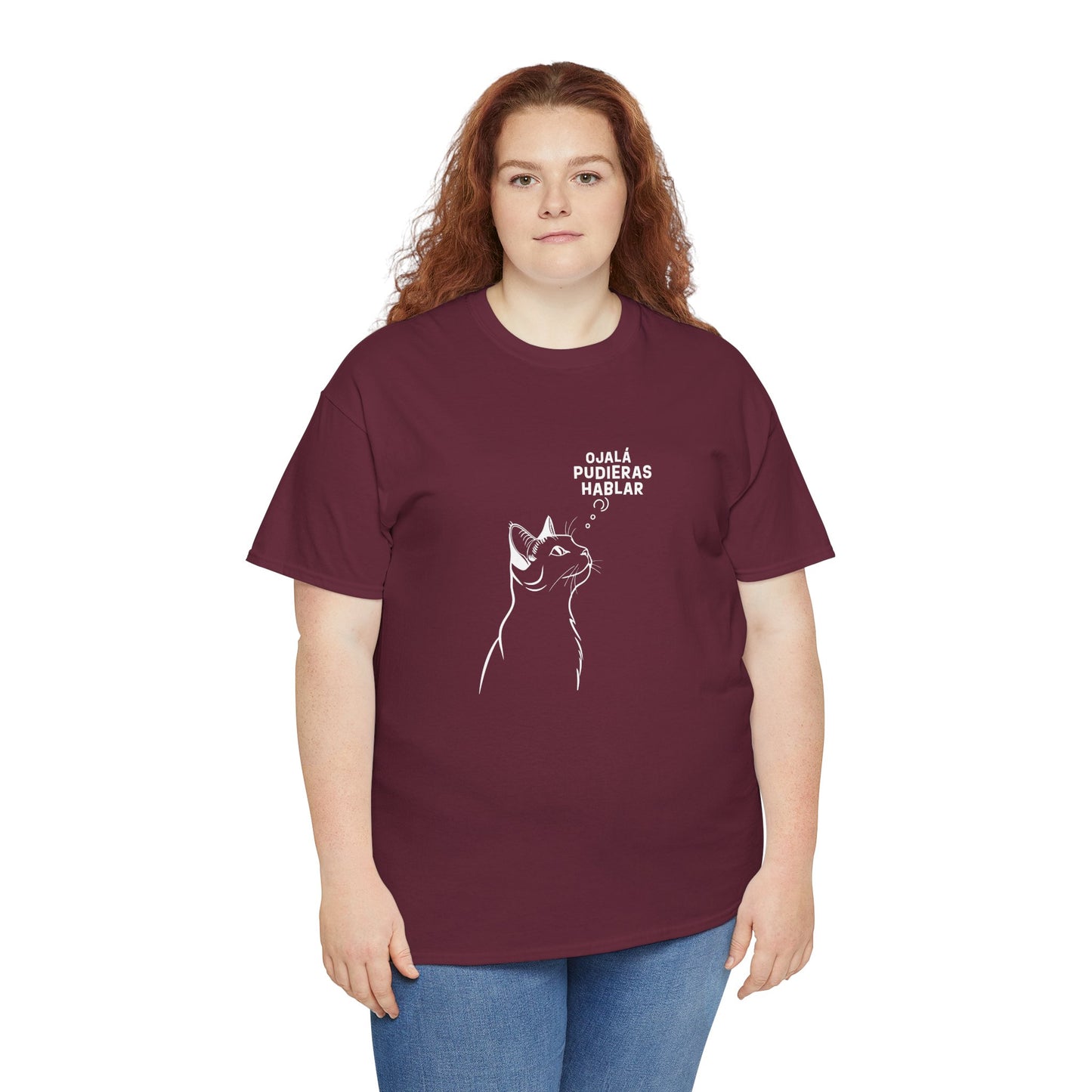 Unisex Heavy Cotton Tee, Cat Wish, Spanish