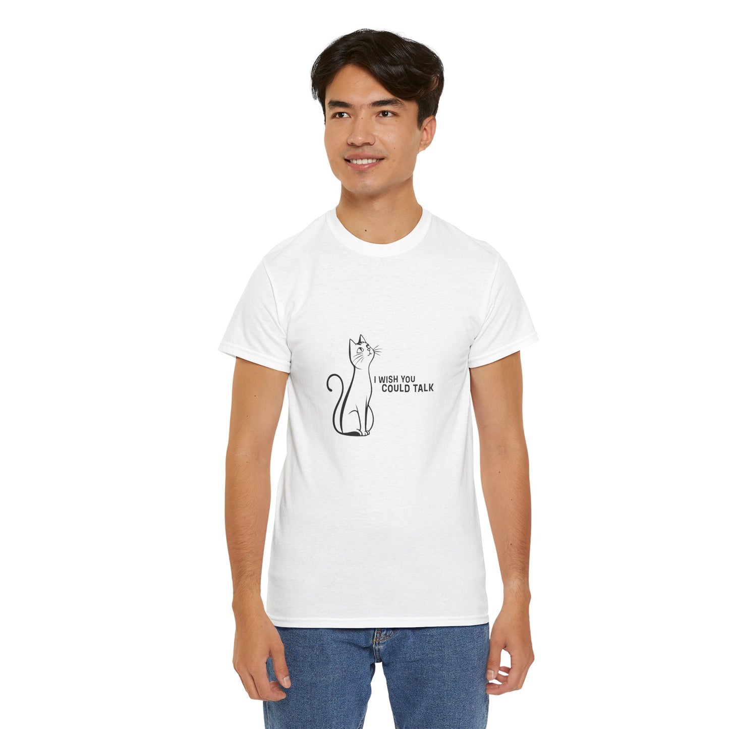 Unisex Heavy Cotton Tee, Toon Cat Wish