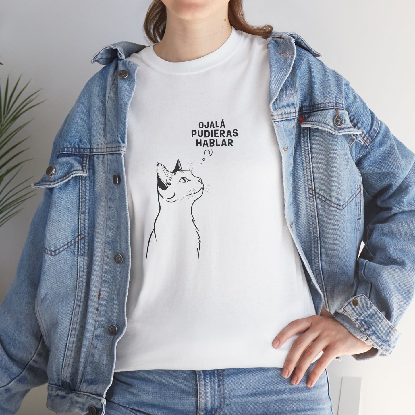 Unisex Heavy Cotton Tee, Cat Wish, Spanish