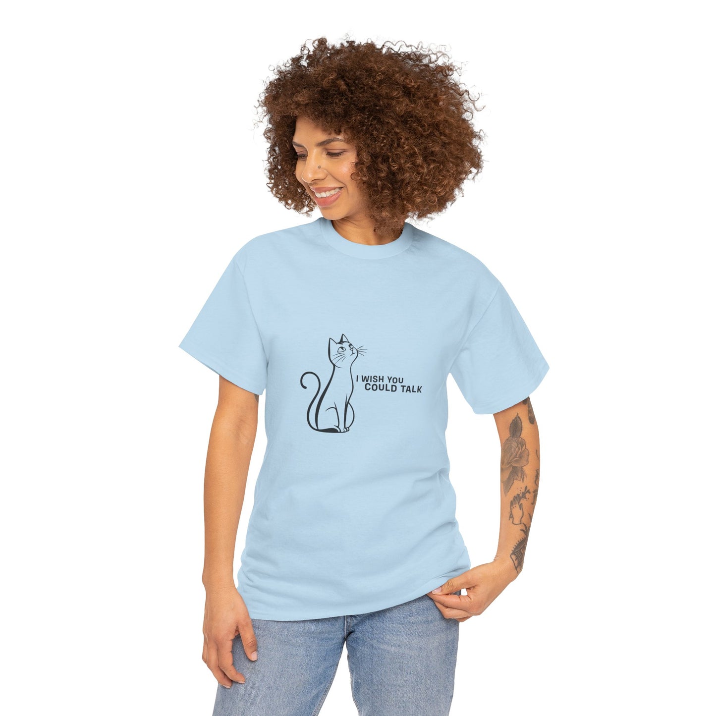 Unisex Heavy Cotton Tee, Toon Cat Wish