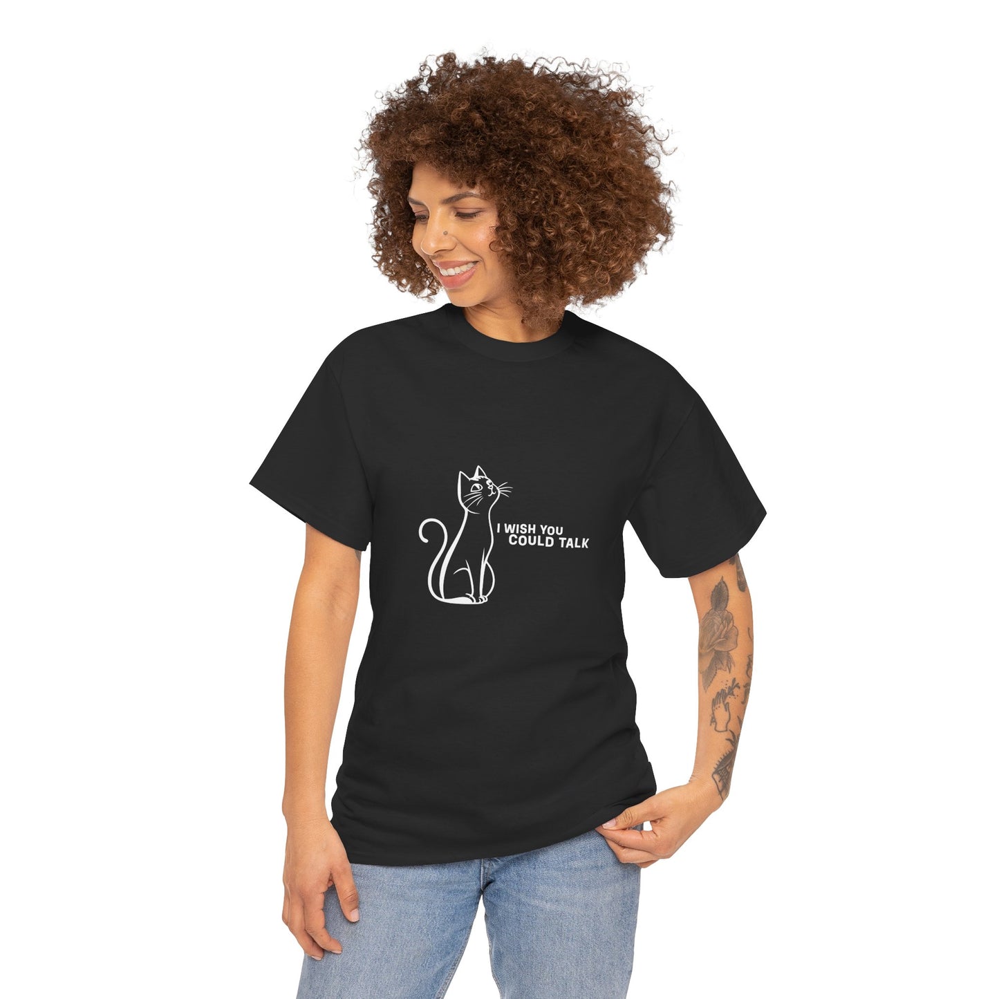 Unisex Heavy Cotton Tee, Toon Cat Wish