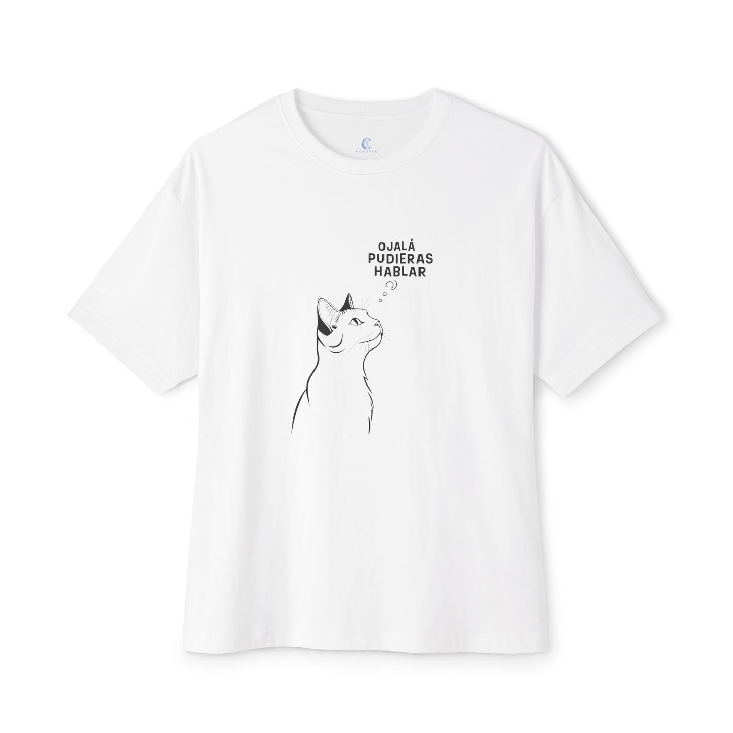 Unisex Oversized Boxy Tee, Cat Wish, Spanish