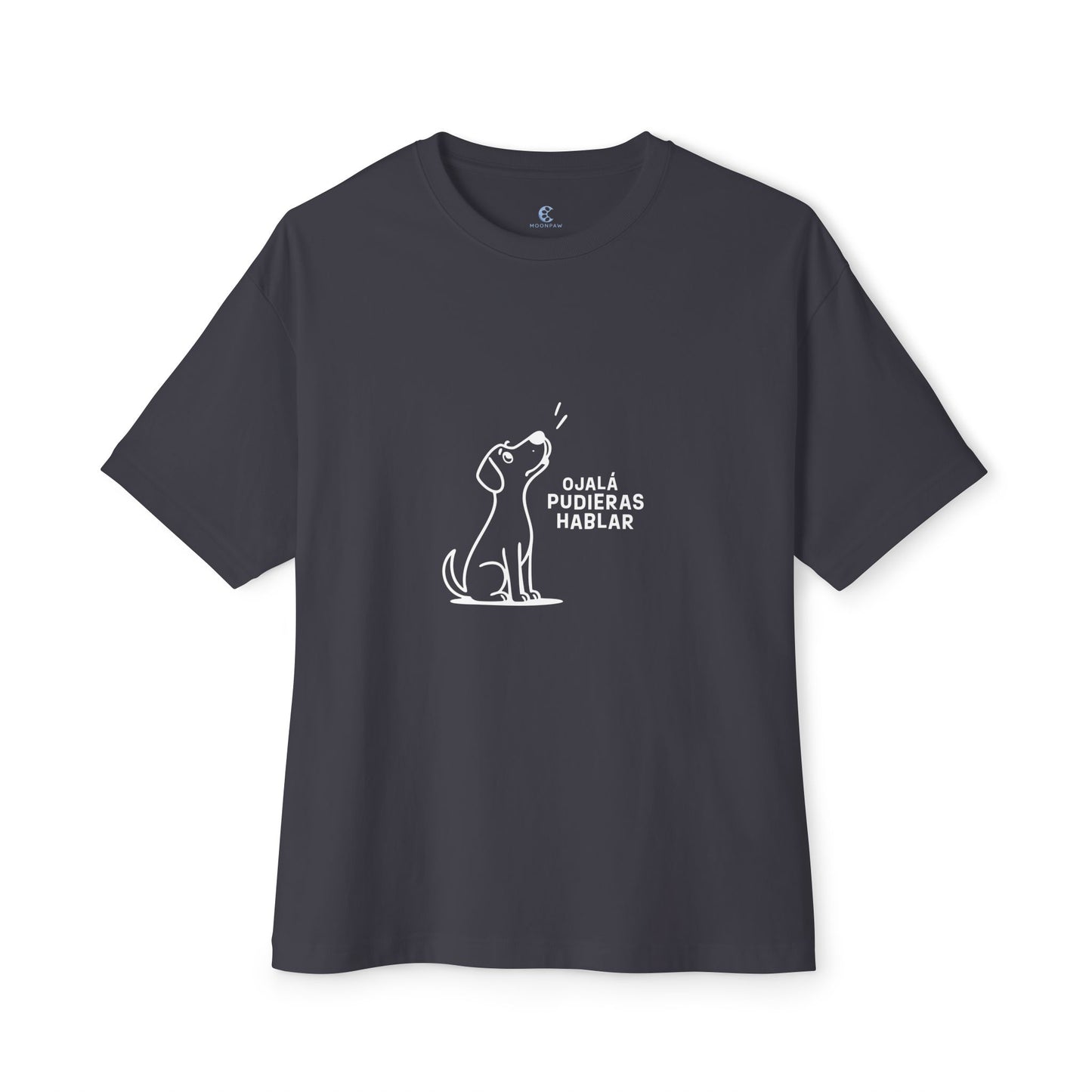Unisex Oversized Boxy Tee, Toon Dog Wish, Spanish