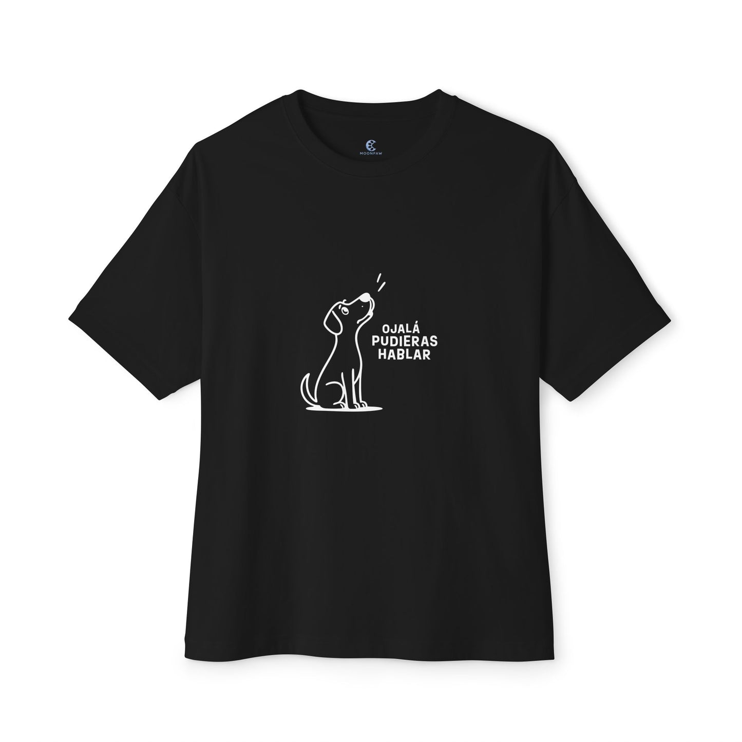 Unisex Oversized Boxy Tee, Toon Dog Wish, Spanish