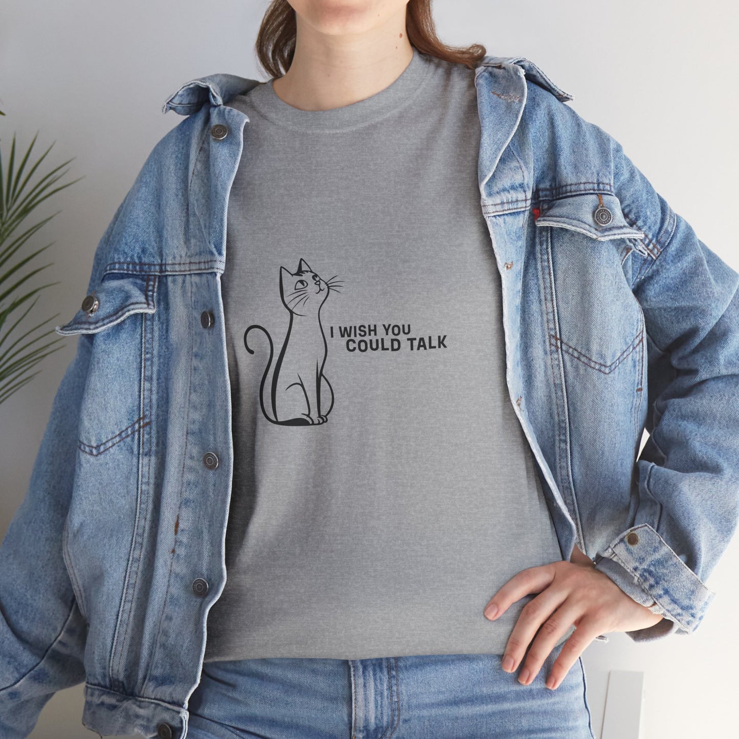 Unisex Heavy Cotton Tee, Toon Cat Wish