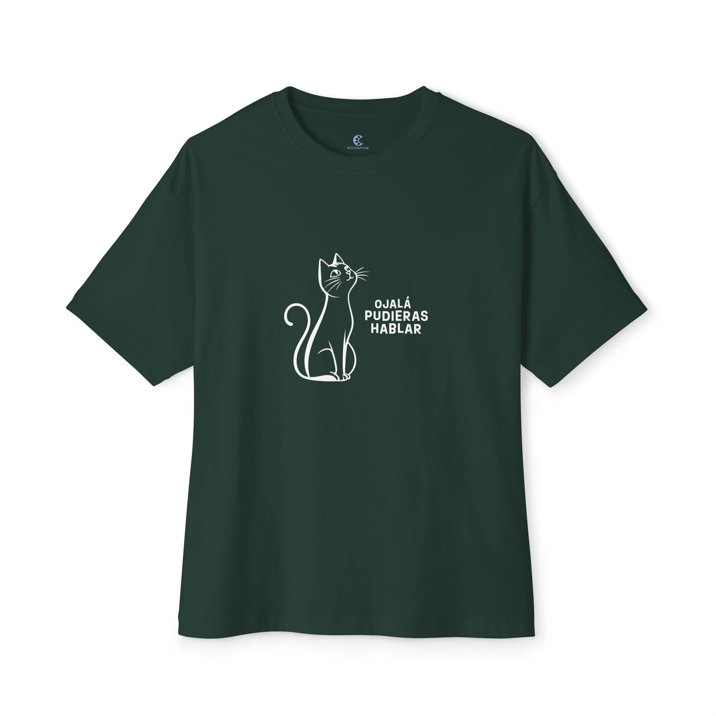 Unisex Oversized Boxy Tee, Toon Cat Wish, Spanish