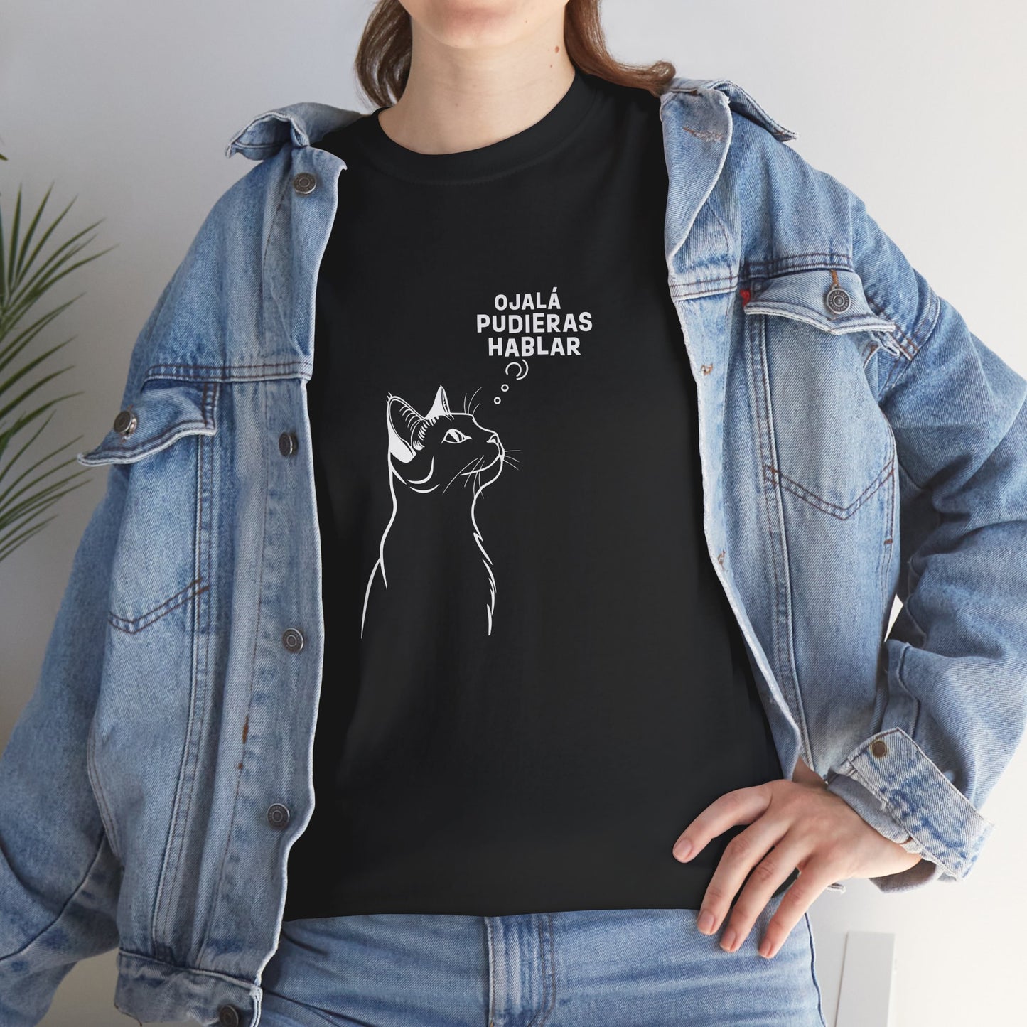 Unisex Heavy Cotton Tee, Cat Wish, Spanish