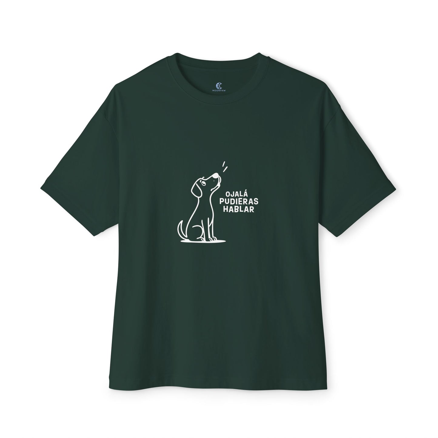 Unisex Oversized Boxy Tee, Toon Dog Wish, Spanish
