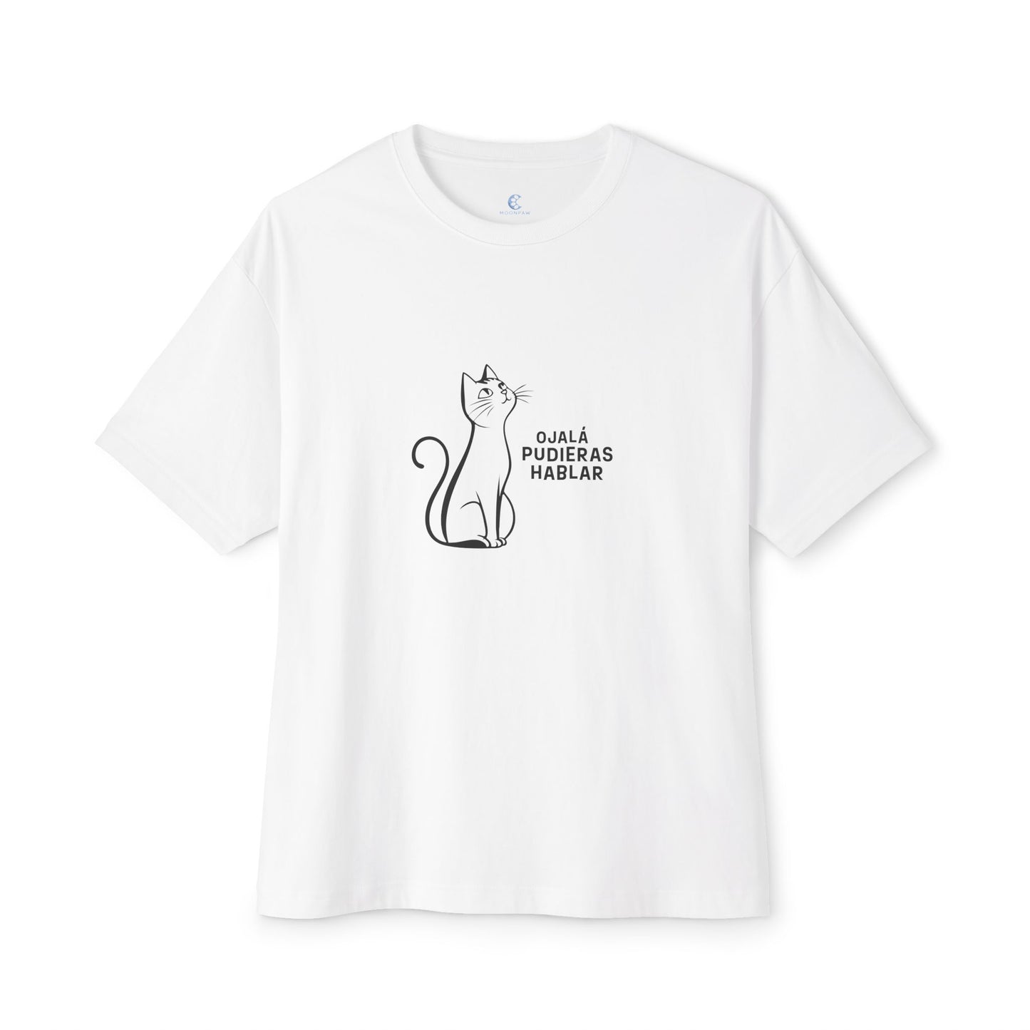 Unisex Oversized Boxy Tee, Toon Cat Wish, Spanish