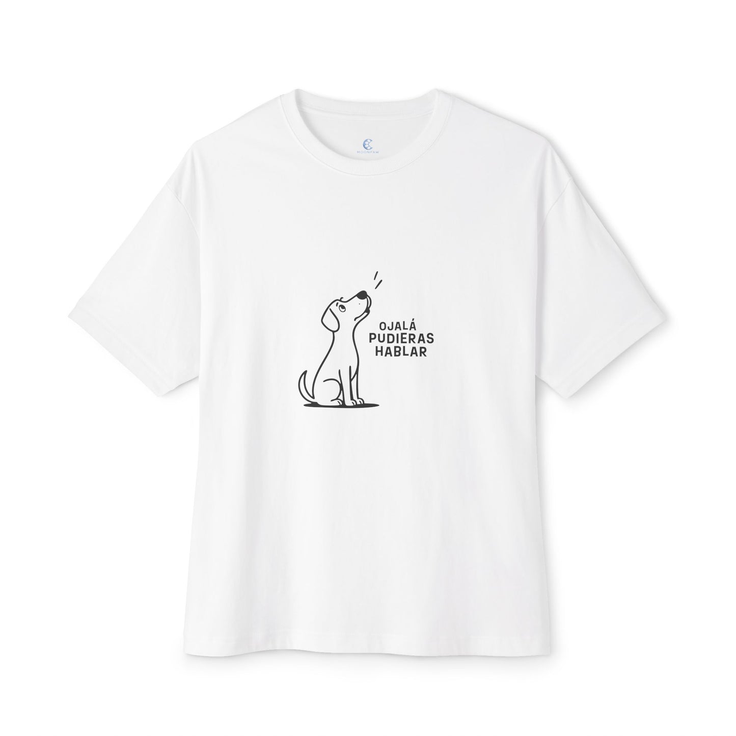 Unisex Oversized Boxy Tee, Toon Dog Wish, Spanish