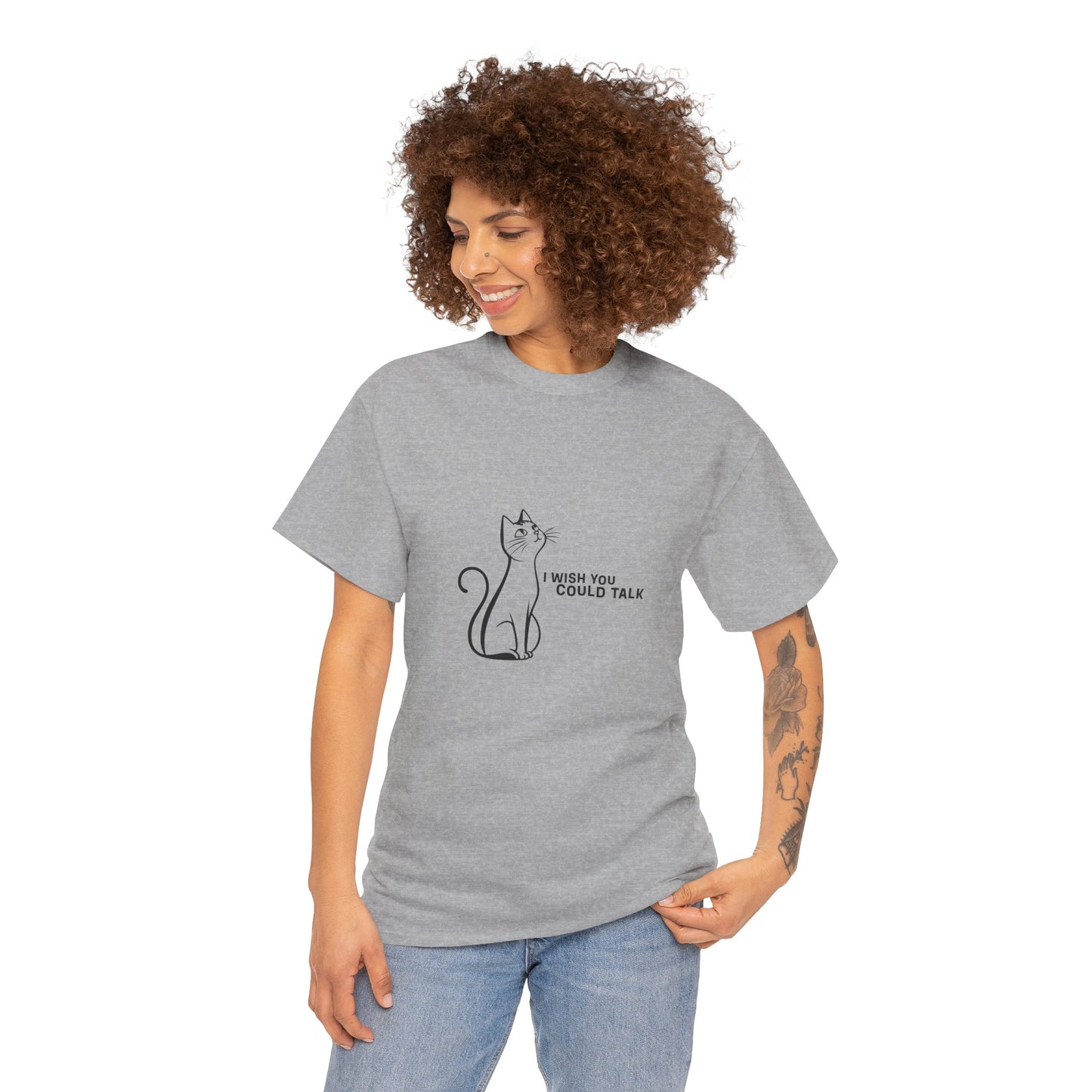 Unisex Heavy Cotton Tee, Toon Cat Wish
