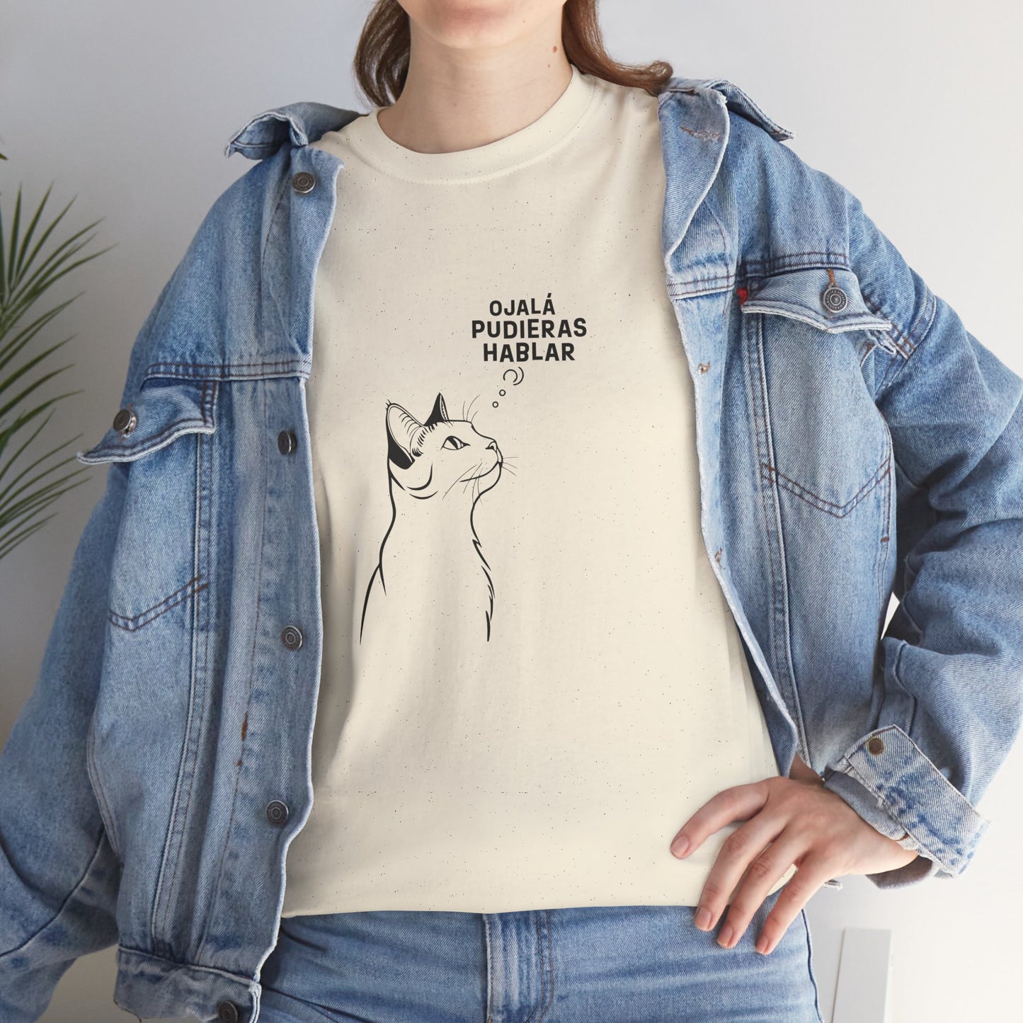 Unisex Heavy Cotton Tee, Cat Wish, Spanish