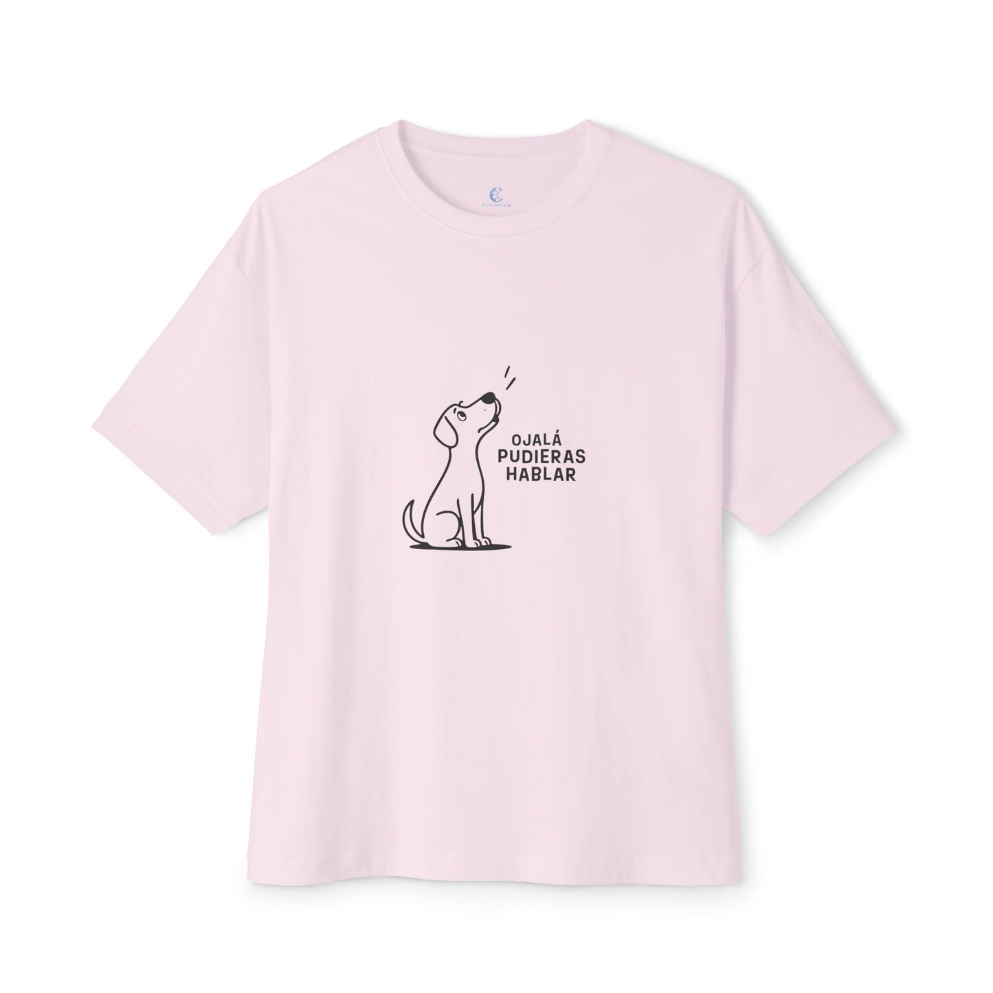 Unisex Oversized Boxy Tee, Toon Dog Wish, Spanish