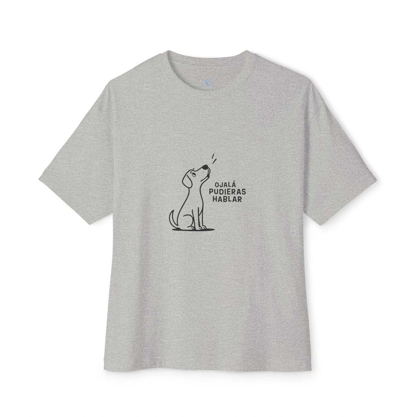 Unisex Oversized Boxy Tee, Toon Dog Wish, Spanish