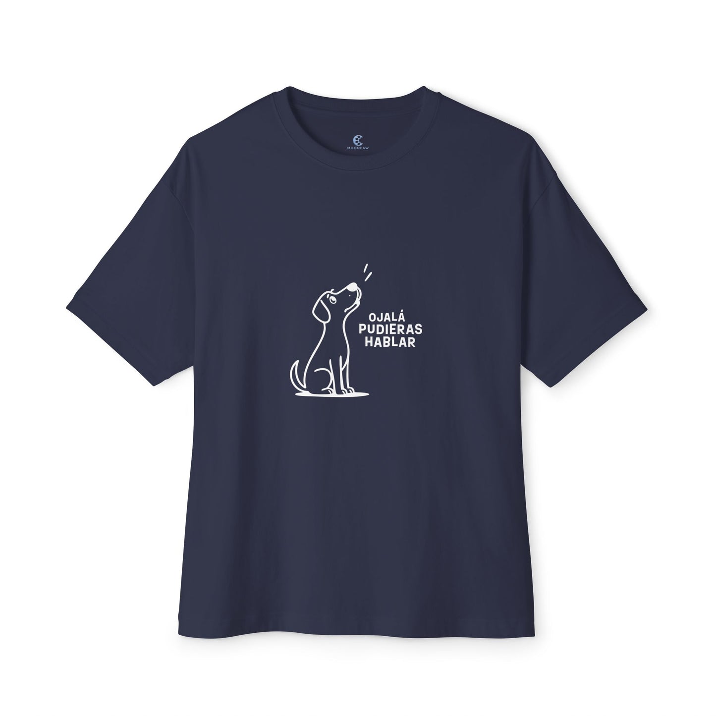 Unisex Oversized Boxy Tee, Toon Dog Wish, Spanish