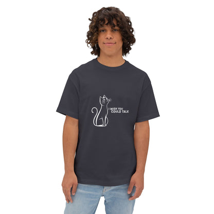 Unisex Oversized Boxy Tee, Toon Cat Wish