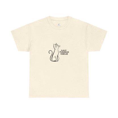 Unisex Heavy Cotton Tee, Toon Cat Wish, Spanish