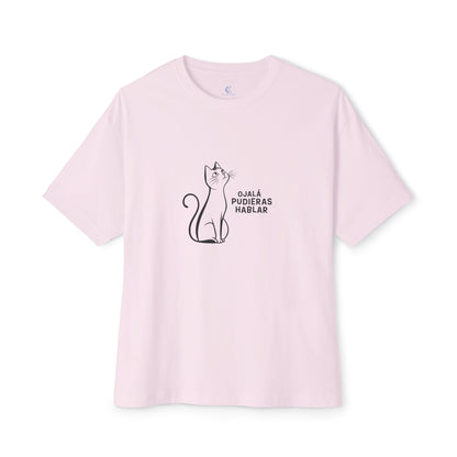 Unisex Oversized Boxy Tee, Toon Cat Wish, Spanish