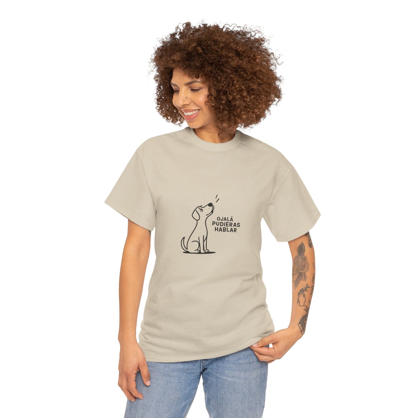 Unisex Heavy Cotton Tee, Toon Dog Wish, Spanish