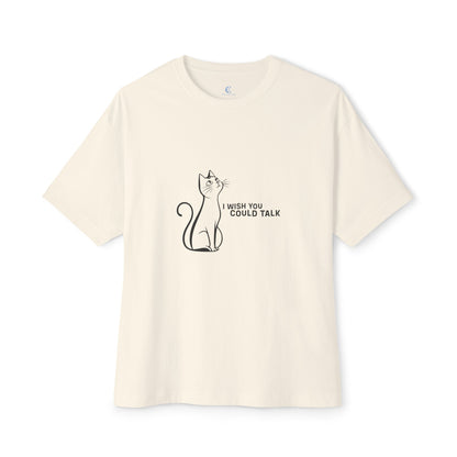 Unisex Oversized Boxy Tee, Toon Cat Wish