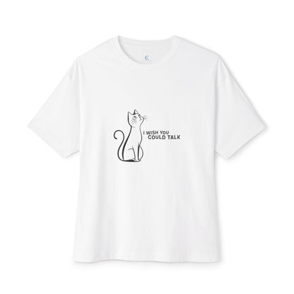 Unisex Oversized Boxy Tee, Toon Cat Wish