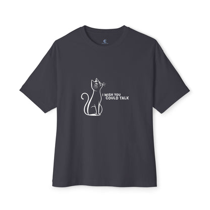 Unisex Oversized Boxy Tee, Toon Cat Wish