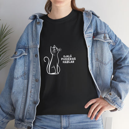 Unisex Heavy Cotton Tee, Toon Cat Wish, Spanish