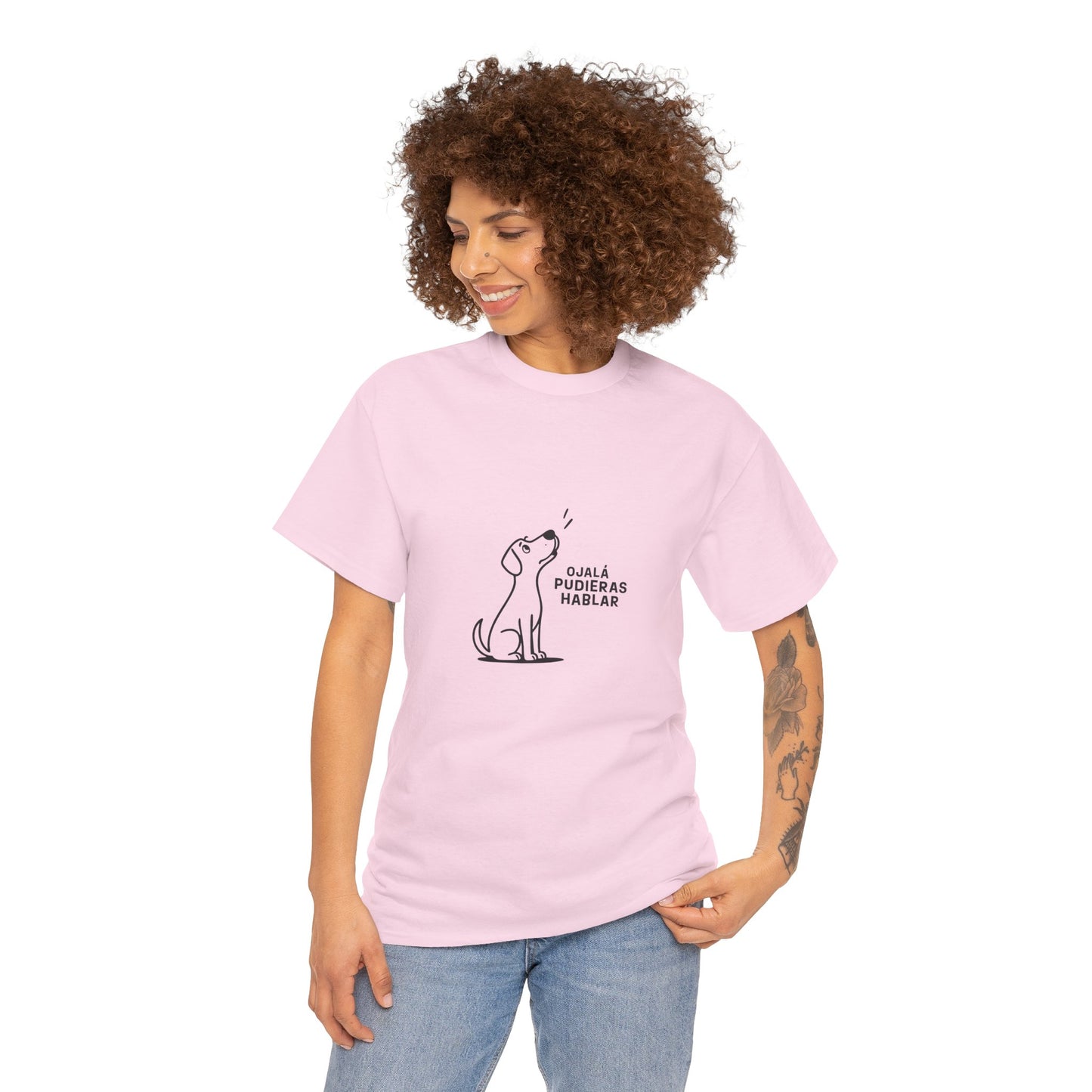Unisex Heavy Cotton Tee, Toon Dog Wish, Spanish