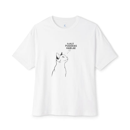 Unisex Oversized Boxy Tee, Cat Wish, Spanish