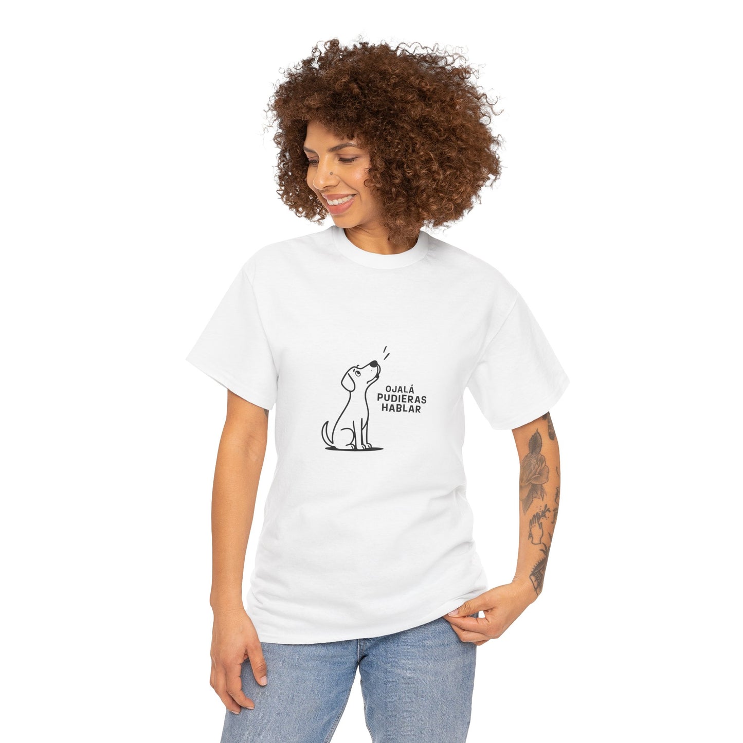 Unisex Heavy Cotton Tee, Toon Dog Wish, Spanish