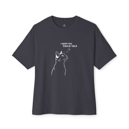Unisex Oversized Boxy Tee, Cat Wish