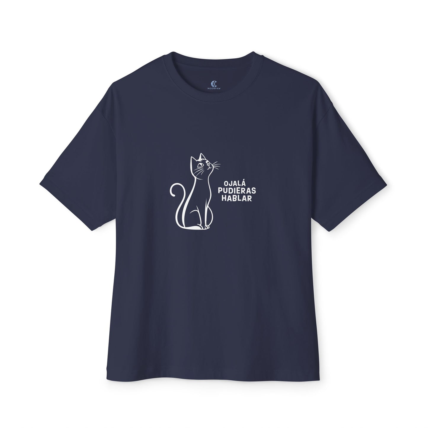 Unisex Oversized Boxy Tee, Toon Cat Wish, Spanish