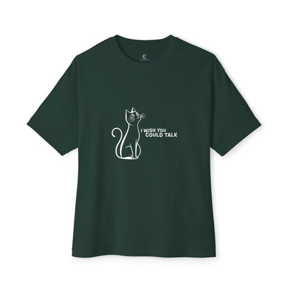 Unisex Oversized Boxy Tee, Toon Cat Wish