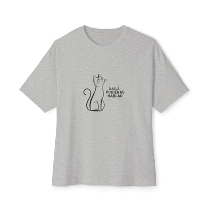 Unisex Oversized Boxy Tee, Toon Cat Wish, Spanish