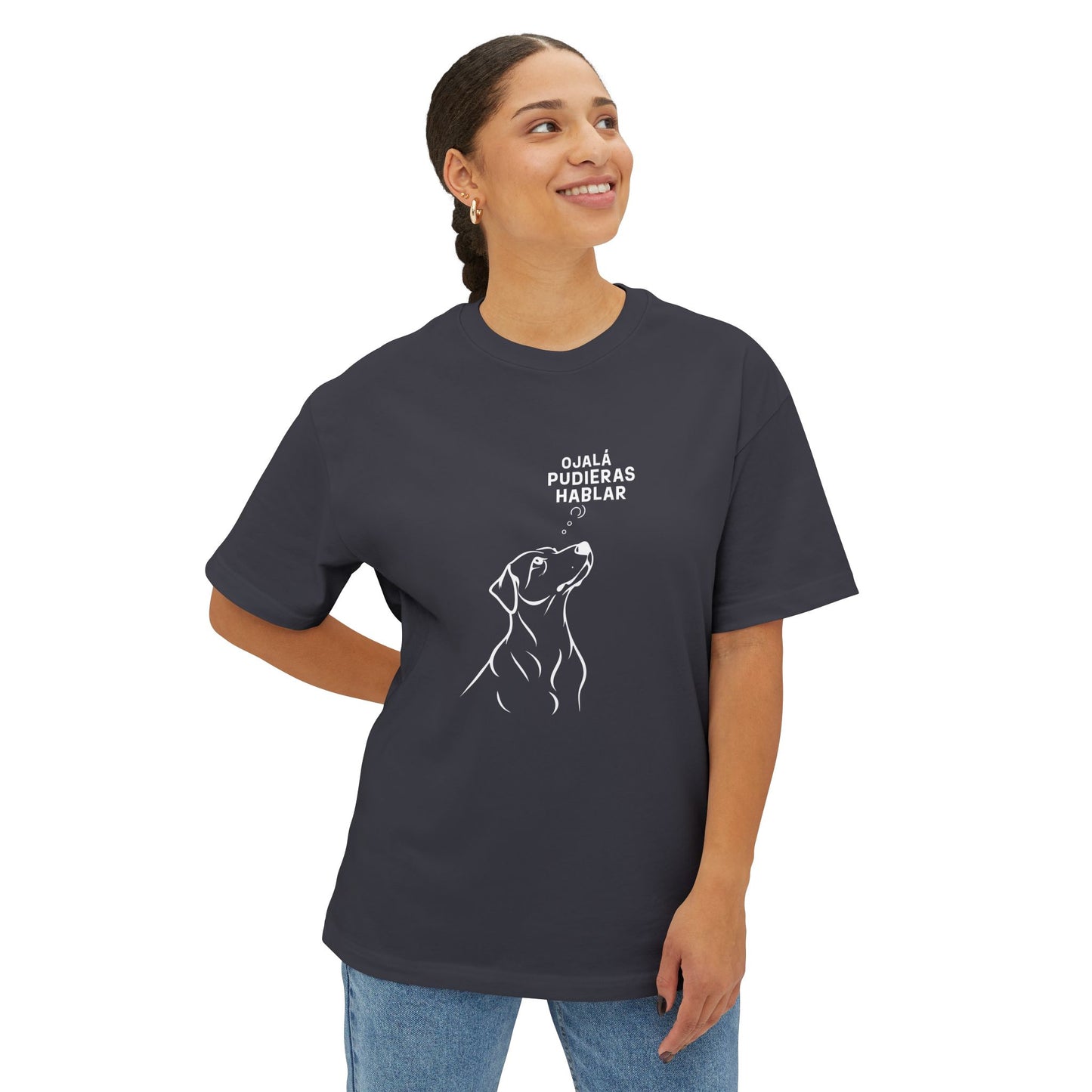 Unisex Oversized Boxy Tee, Dog Wish, Spanish
