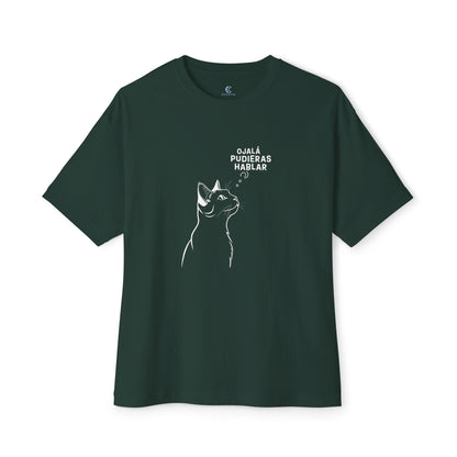 Unisex Oversized Boxy Tee, Cat Wish, Spanish