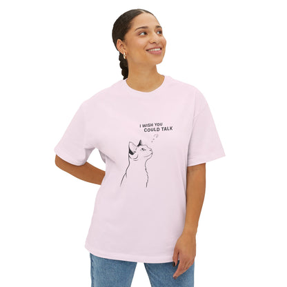 Unisex Oversized Boxy Tee, Cat Wish