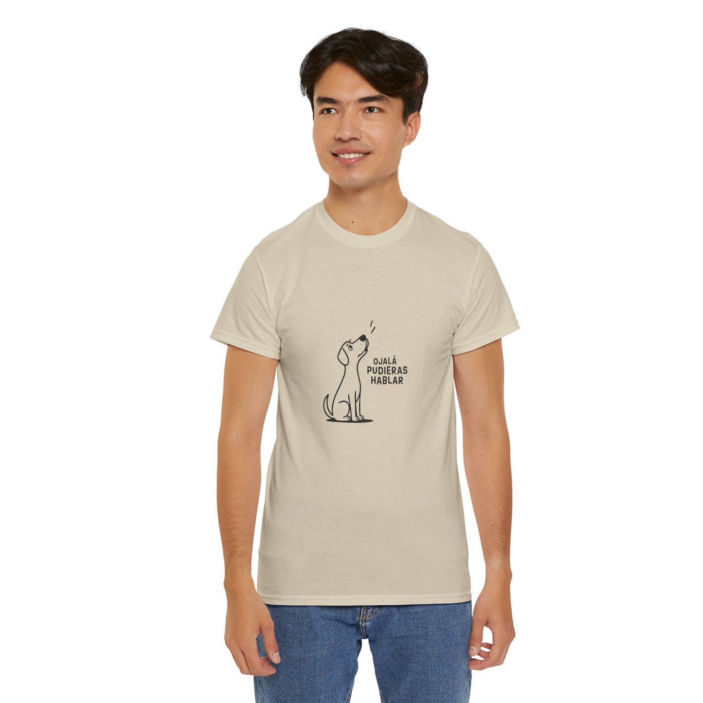 Unisex Heavy Cotton Tee, Toon Dog Wish, Spanish