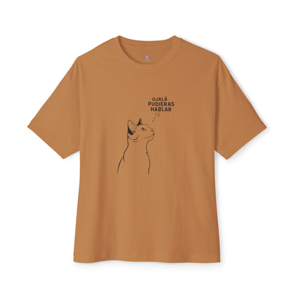 Unisex Oversized Boxy Tee, Cat Wish, Spanish