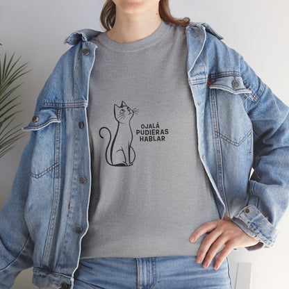 Unisex Heavy Cotton Tee, Toon Cat Wish, Spanish