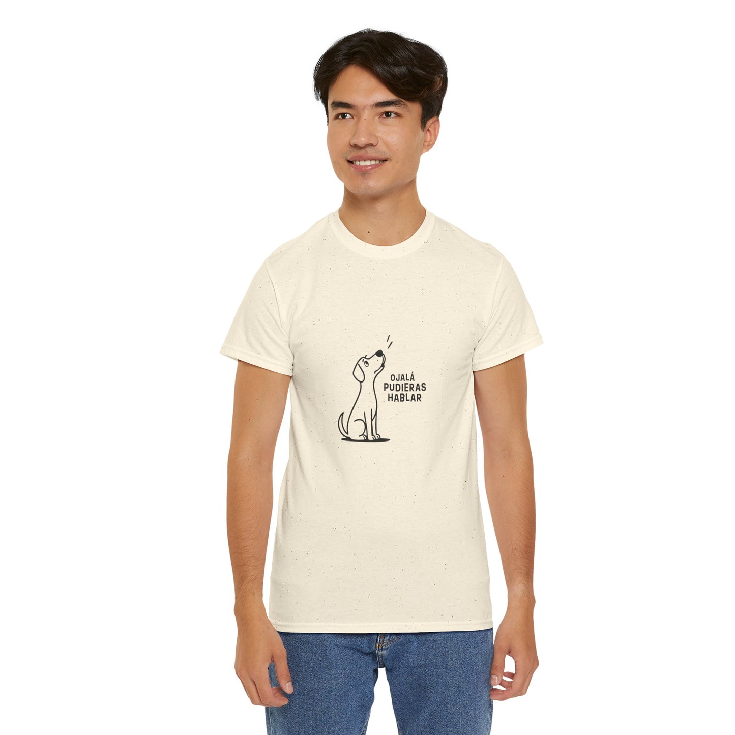 Unisex Heavy Cotton Tee, Toon Dog Wish, Spanish