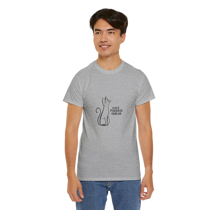 Unisex Heavy Cotton Tee, Toon Cat Wish, Spanish