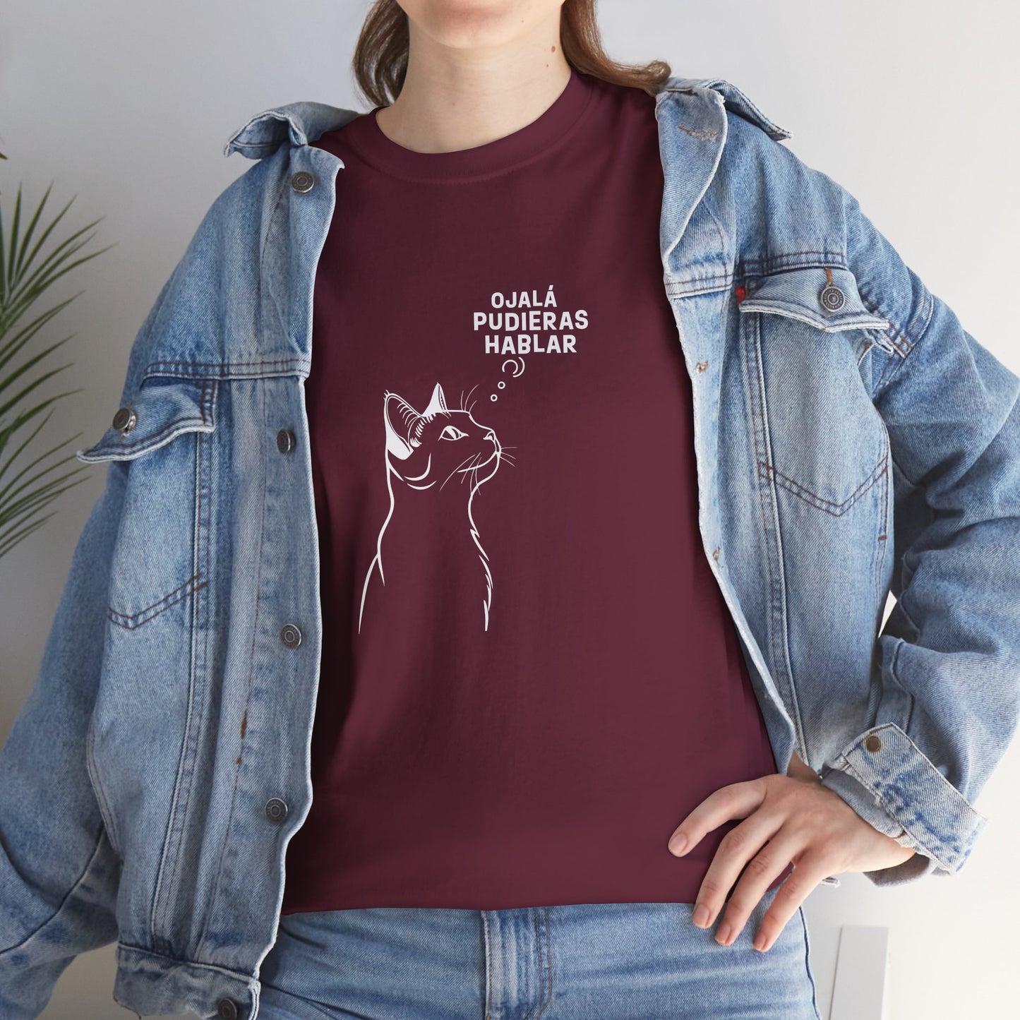Unisex Heavy Cotton Tee, Cat Wish, Spanish