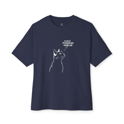 Unisex Oversized Boxy Tee, Cat Wish, Spanish