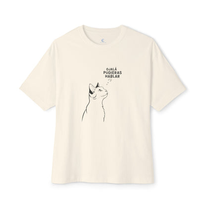 Unisex Oversized Boxy Tee, Cat Wish, Spanish