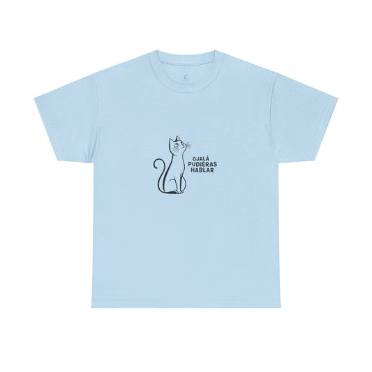 Unisex Heavy Cotton Tee, Toon Cat Wish, Spanish